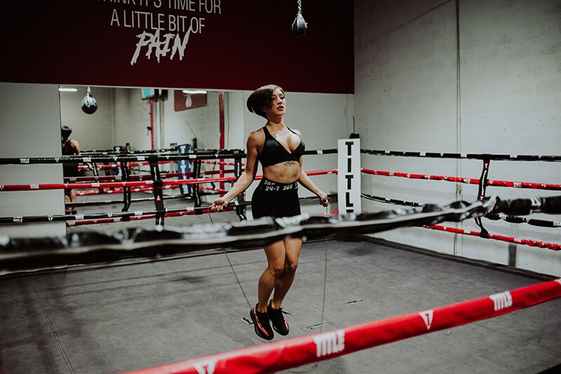 Jump rope in boxing ring